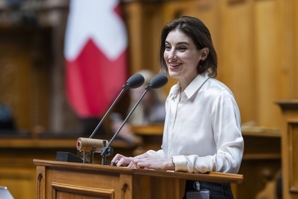 Anna Rosenwasser, SP-ZH, spricht waehrend der Debatte um die Volksinitiative der JUSO &quot;Initiative fuer eine Zukunft&quot;, an der Fruehjahrssession der Eidgenoessischen Raete, am Dienstag, 18. Ma ...