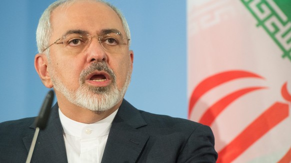 epa04561591 Iranian Foreign Minister Mohammed Javad Sarif speaks during a press conference with the German Foreign Minister Frank-Walter Steinmeier (not pictured) at the Federal Foreign Office in Berl ...