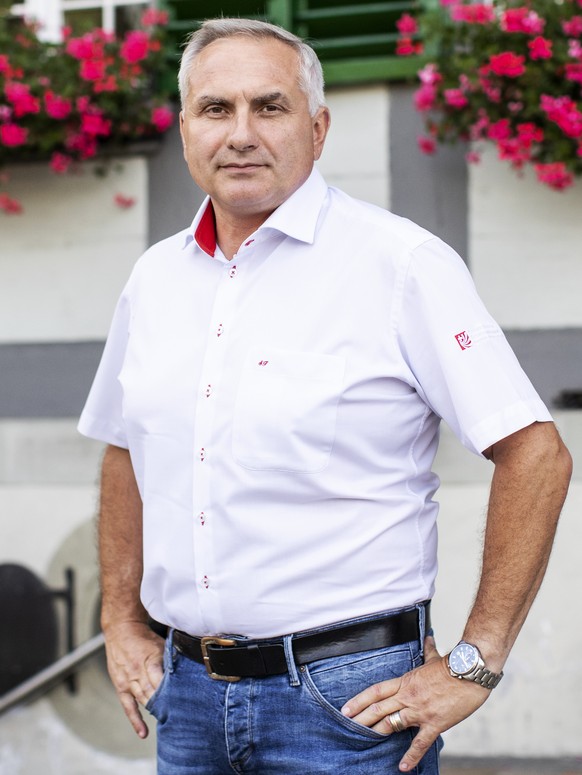 Samuel Feller, technischer Leiter des Eidgenoessischen Schwingerverbandes, posiert am Donnerstag, 15. August 2019, in Schafhausen im Emmental. (KEYSTONE/Alexandra Wey)