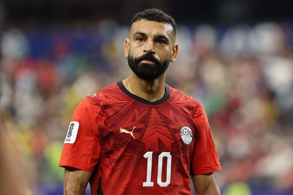 epa13084025 Mohamed Salah of Egypt looks on during the FIFA World Cup 2026 Round of 32 match Australia against Egypt, in Dallas, USA, 03 July 2026. EPA/CHRISTOPHER NEUNDORF