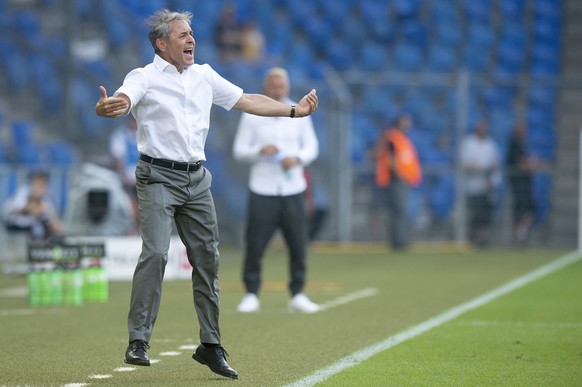 Basels neuer Trainer Marcel Koller beim Fussballspiel der Super League FC Basel gegen den Grasshopper Club Zuerich, am Samstag, 4. August 2018 im St. Jakob-Park Stadion in Basel. (KEYSTONE/Melanie Duc ...