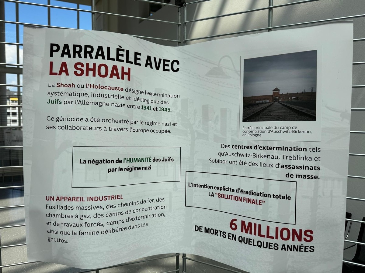 L'une des notes explicatives de l'exposition «Gaza: un génocide en 4K» à l'Unige.