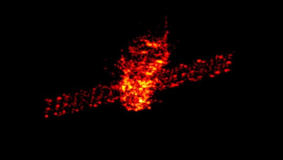 epa06639046 An undated handout photo made available by the Fraunhofer Institute for High Frequency Physics and Radar Techniques (Fraunhofer FHR) on 21 March 2018 shows a radar image of Tiangong-1 from ...