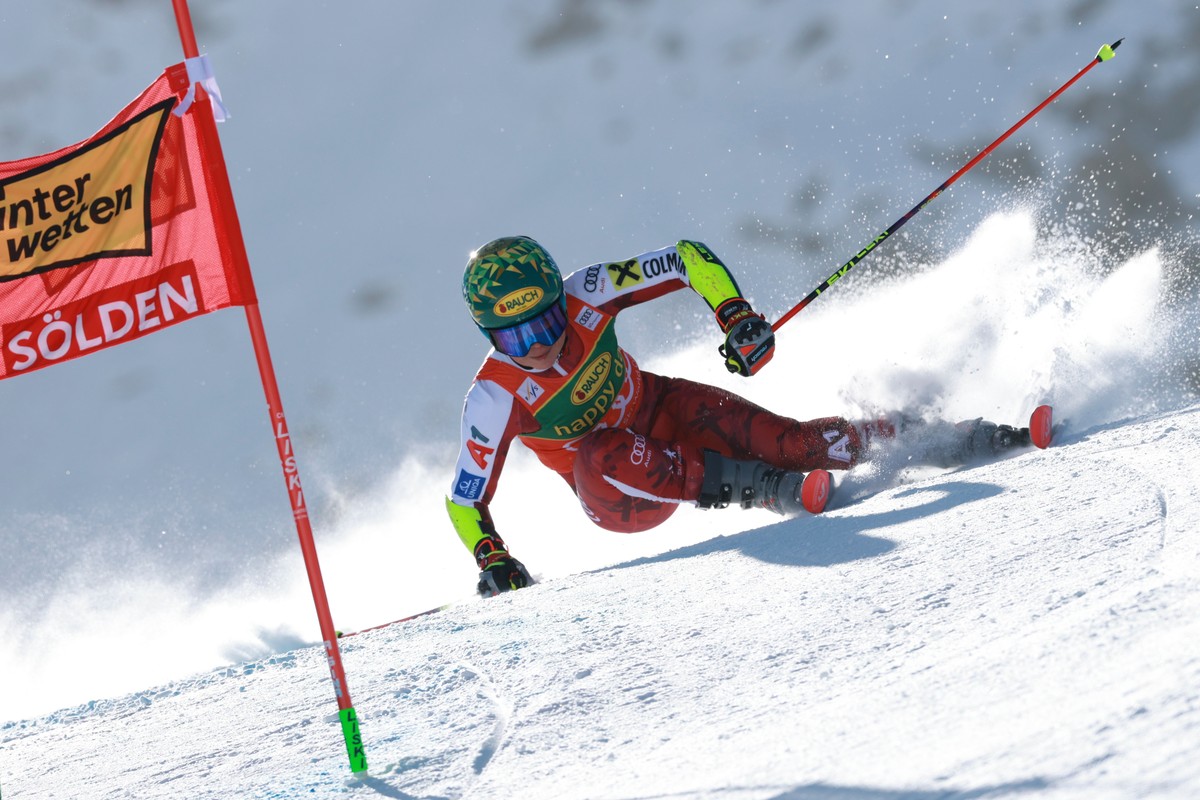 Austria's Julia Scheib competes in an alpine ski, women's World Cup giant slalom, in Soelden, Austria, Saturday, Oct. 24, 2026. (AP Photo/Alessandro Trovati)
Julia Scheib