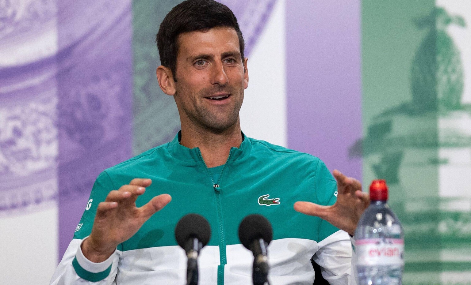 Mandatory Credit: Photo by AELTC/Shutterstock 12171009aq Novak Djokovic SRB attends a press conference, PK, Pressekonferenz in the Main Interview Room ahead of The Championships 2021 Wimbledon Tennis  ...