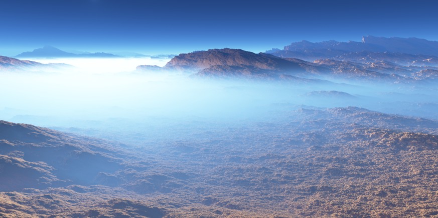 Künstlerische Darstellung der Landschaft auf dem Saturnmond Titan