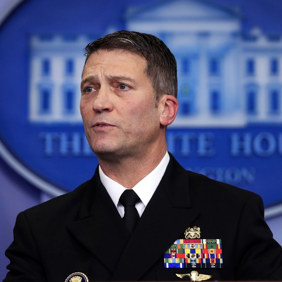 FILE - In this Tuesday, Jan. 16, 2018 file photo, White House physician Dr. Ronny Jackson speaks to reporters during the daily press briefing in the Brady press briefing room at the White House in Was ...