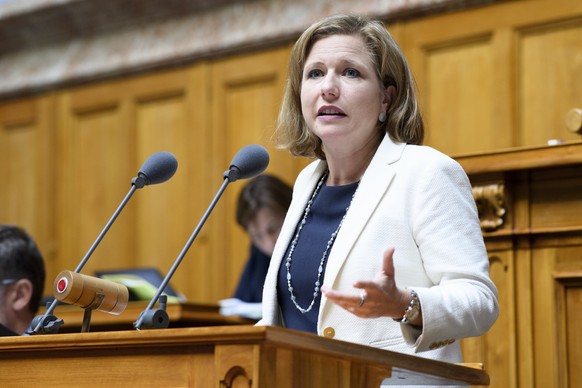 Christa Markwalder, FDP-BE, spricht an der Sommersession der Eidgenoessischen Raete, am Donnerstag, 14. Juni 2018 im Nationalrat in Bern. (KEYSTONE/Anthony Anex)