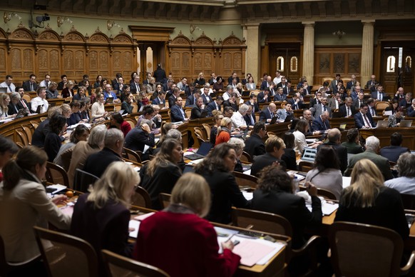 Nationalraetinnen und Nationalrate debattieren waehrend der Wintersession der Eidgenoessischen Raete, am Donnerstag, 18. Dezember 2025 im Nationalrat in Bern. (KEYSTONE/Anthony Anex)