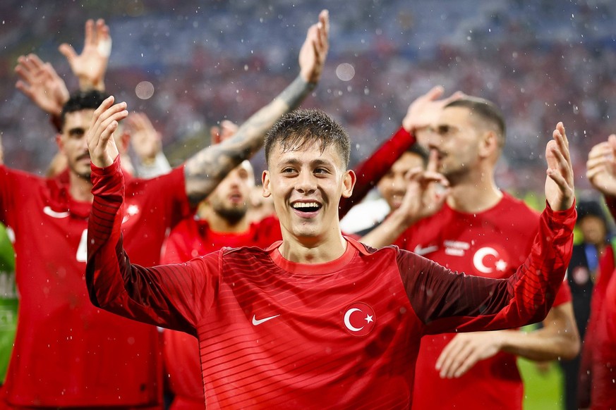 DORTMUND, BVB Stadium ,18-06-2024 , European Football Championship Euro2024, Group stage match no.11 between Turkiye and Georgia, Final score 3-1. Turkiye player Arda Guler celebrating the win.. Turki ...