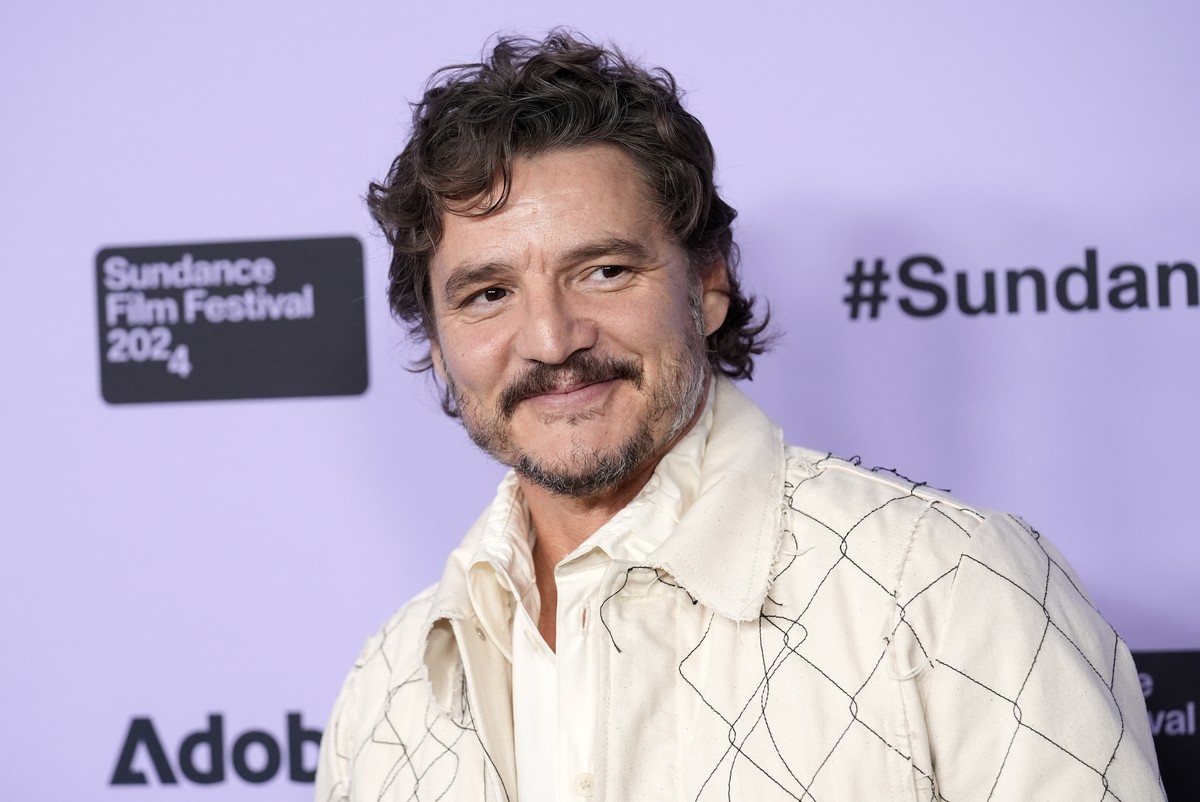 Pedro Pascal, a cast member in "Freaky Tales," poses at the premiere of the film at Eccles Theatre during the 2024 Sundance Film Festival, Thursday, Jan. 18, 2024, in Park City, Utah. (AP Ph ...