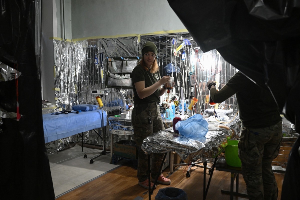 Volunteer frontline medic Anastasia Chumachenko, (32), checks medical training equipment in an undisclosed location in the Donetsk region on February 20, 2025, amid the Russian invasion of Ukraine. Th ...