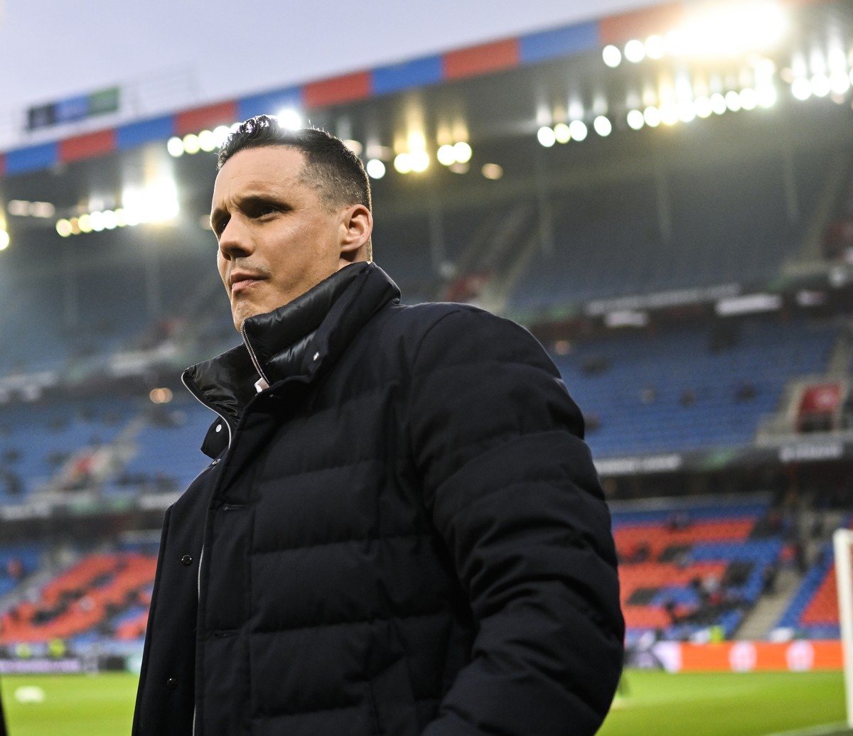 David Degen, executive chairman of FC Basel, is pictured prior the UEFA Conference League round of 16 second leg soccer match between Switzerland's FC Basel 1893 and France's Olympique de Ma ...