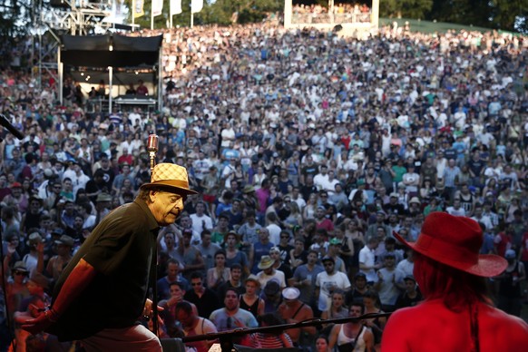 Endo Anaconda of Swiss band &quot;Stiller Has&quot; performs on the Waldbuehne stage at the Gurten music open air festival in Bern, Switzerland, Friday, July 18, 2014. The event runs from 17 to 20 Jul ...