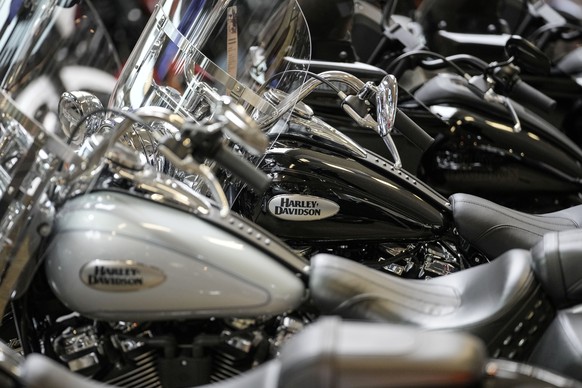American Harley Davidson motorbikes are seen at the shop of a retailer in Duesseldorf, Germany, Wednesday, March 12, 2025. (AP Photo/Martin Meissner)
Germany US Tariffs