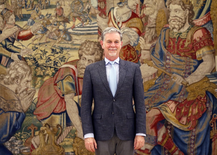 epa07486305 Executive Director and co-founder of Netflix Reed Hastings attends a royal audience granted by Spain&#039;s King Felipe VI at the Palace of la Zarzuela in Madrid, Spain, 05 April 2019. EPA ...