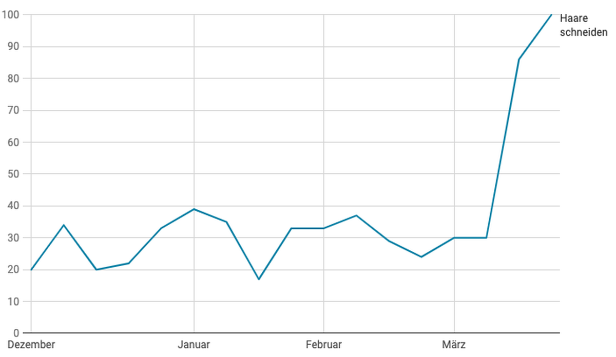 Google-Anfragen aus der Schweiz vom 1. Dezember 2019 bis 28. März 2020.