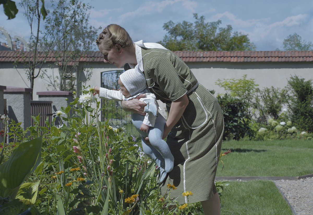 This image released by A24 shows Sandra H�ller in a scene from "The Zone of Interest." (A24 via AP)