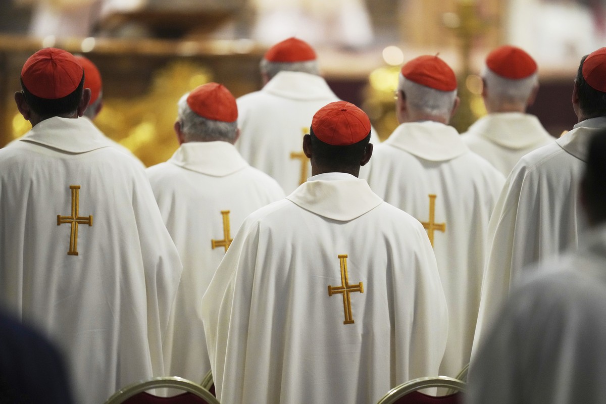 Cardinals attend a mass on the seventh of nine days of mourning for late Pope Francis, in St. Peter's Basilica, at the Vatican, Saturday, May 3, 2025. (AP Photo/Alessandra Tarantino)
Vatican Pope