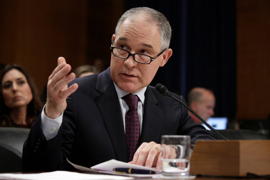 Oklahoma Attorney General Scott Pruitt testifies before a Senate Environment and Public Works Committee confirmation hearing on his nomination to be administrator of the Environmental Protection Agenc ...