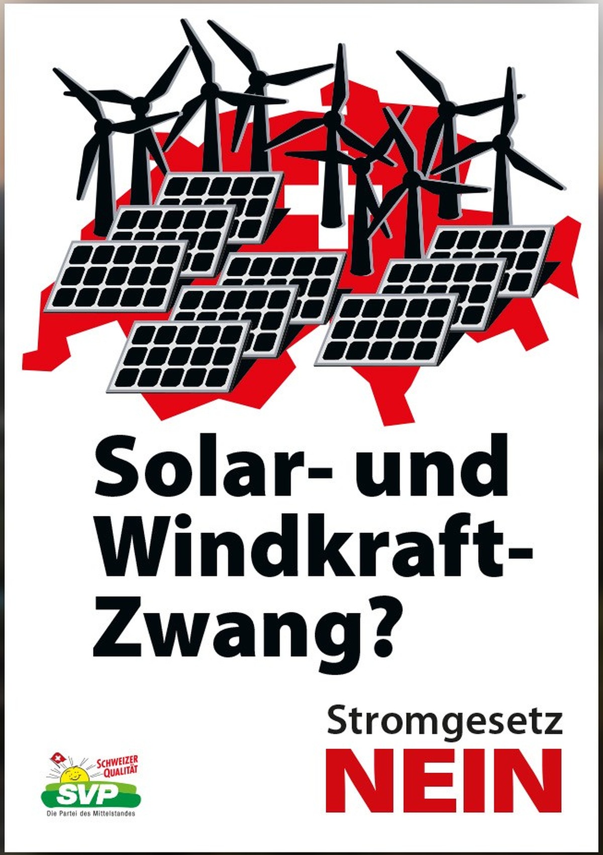 Plakate der SVP und der Gegner des Stromgesetzes über das am 9. Juni 2024 abgestimmt wird.