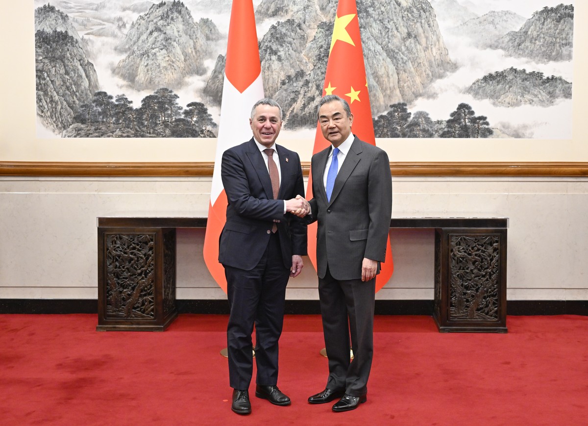epa11134808 Chinese Foreign Minister Wang Yi, also a member of the Political Bureau of the Communist Party of China Central Committee, co-chairs the third round of the China-Switzerland Foreign Minist ...