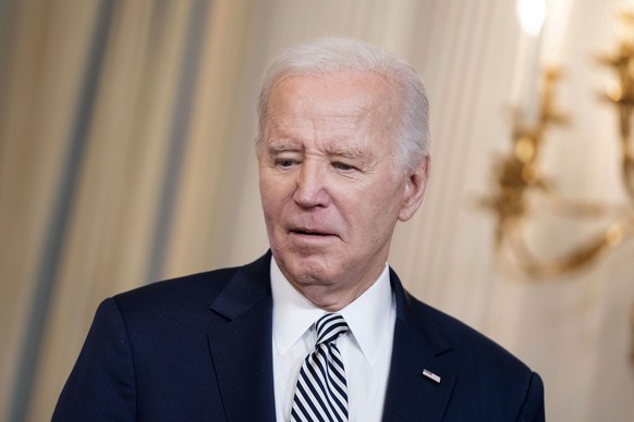 epa11097133 US President Joe Biden attends a meeting with his Task Force on Reproductive Healthcare Access, to mark the 51st anniversary of the Roe v. Wade decision, in the State Dining Room of the Wh ...