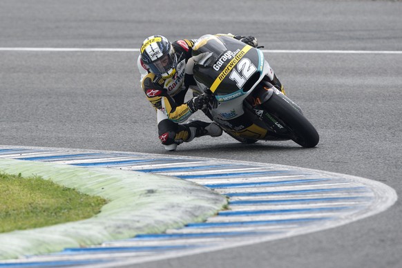 ARCHIVBILD VON TOM LUETHI ZUM BEVORSTEHENDEN WECHSEL IN DIE KOENIGSKLASSE --- Der Schweizer Moto2 Rennfahrer Thomas Luethi, Technomag Racing Interwetten, waehrend der letzten Trainingssession, anlaess ...