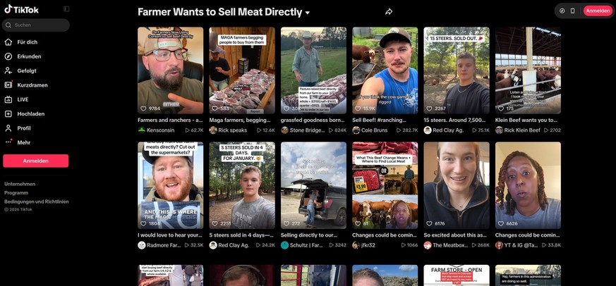 Bauern bieten ihr Fleisch direkt über Social Media an.