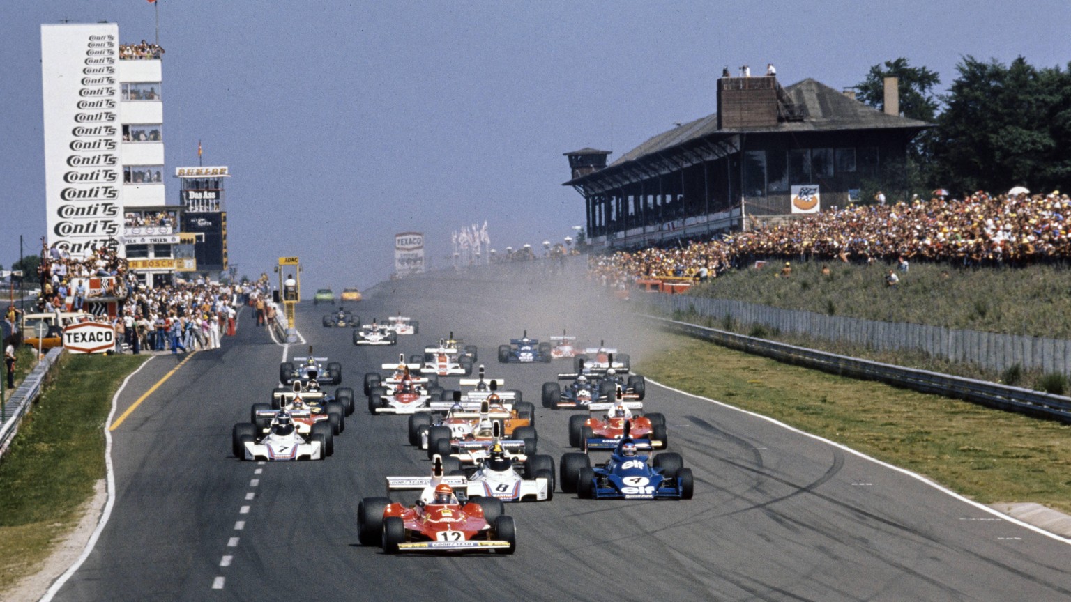 IMAGO / Motorsport Images

1975 German GP NüRBURGRING, GERMANY - AUGUST 03: Niki Lauda, Ferrari 312T leads Carlos Pace, Brabham BT44B Ford and Patrick Depailler, Tyrrell 007 Ford at the start during t ...