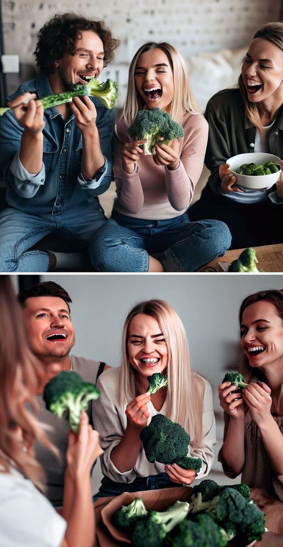 Artificial intelligence fails: Broccoli with friends