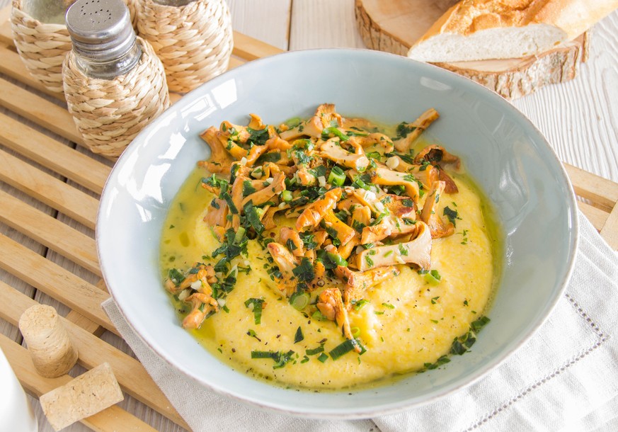 polenta mushrooms food Italian Italy vegetarian
