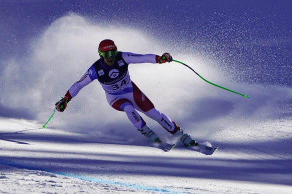 Switzerland&#039;s Justin Murisier competes during a men&#039;s World Cup super-G skiing race Thursday, Dec. 2, 2021, in Beaver Creek, Colo. (AP Photo/Robert F. Bukaty)