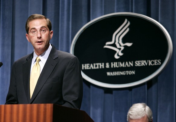 FILE - In this June 8, 2006 file photo, then Deputy Health and Human Services Secretary Alex Azar meets reporters at the HHS Department in Washington. Azar was a top HHS official during the George W.  ...