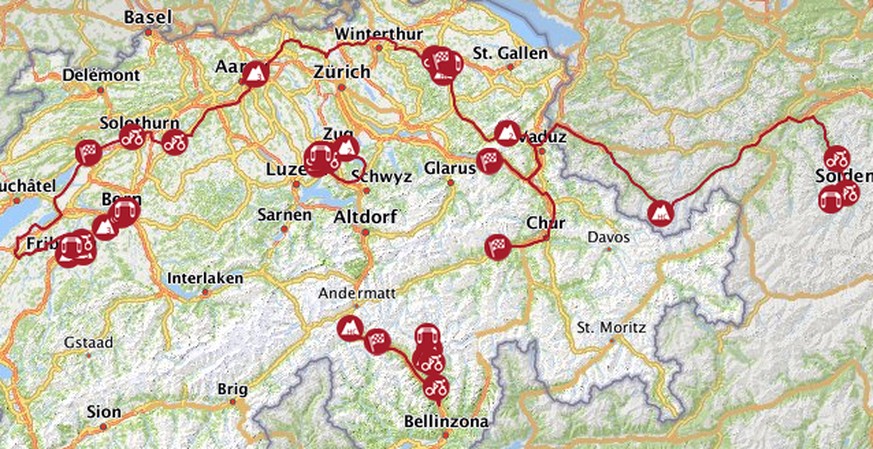 Besonders viel von der Schweiz werden die Fahrer nicht sehen – dafür gibt's einen Abstecher nach Österreich.