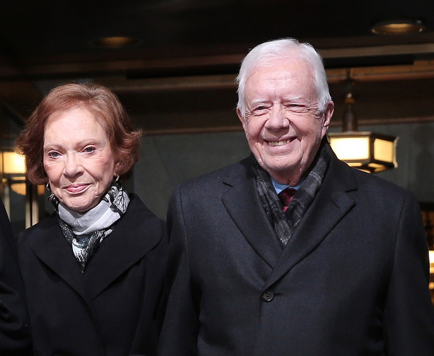 epa11798038 (FILE) Former US President Jimmy Carter and his wife Rosalynn Carter arrive for the presidential inauguration on the West Front of the U.S. Capitol in Washington, DC, USA, 21 January 2013  ...