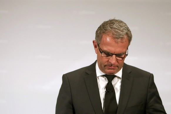 epa04677649 Carsten Spohr, Chief Executive Officer of the Lufthansa AG, waits to make a statement on the Germanwings A320 crash over the French Alps in the Lufthansa Aviation Center in Frankfurt Main, ...