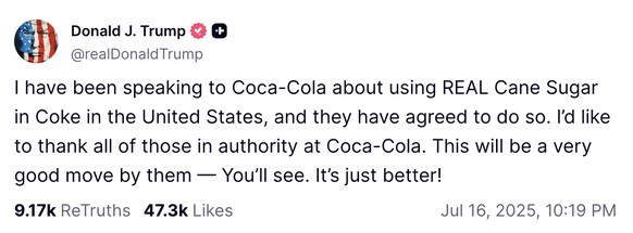 Trump zu Weniger Zucker in Cola