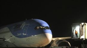 Die bedrohte Maschine der belgischen Jetairfly.&nbsp;
