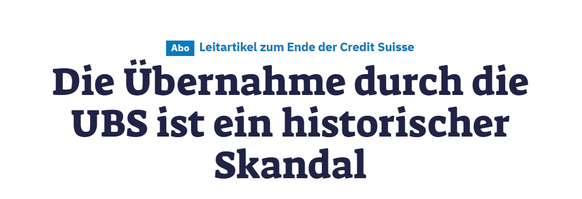 Credit Suisse Übernahme, Leitartikel Tamedia