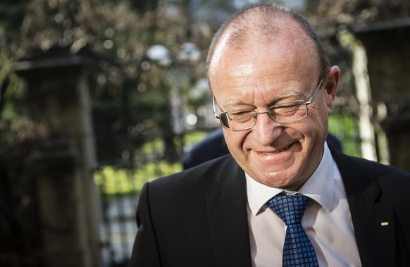 Le conseiller national UDC valaisan Jean-Luc Addor, arrive au Palais de Justice du Tribunal cantonal du Valais le vendredi 6 mars 2020 a Sion. Jean-Luc Addor se retrouve vendredi devant les juges du T ...