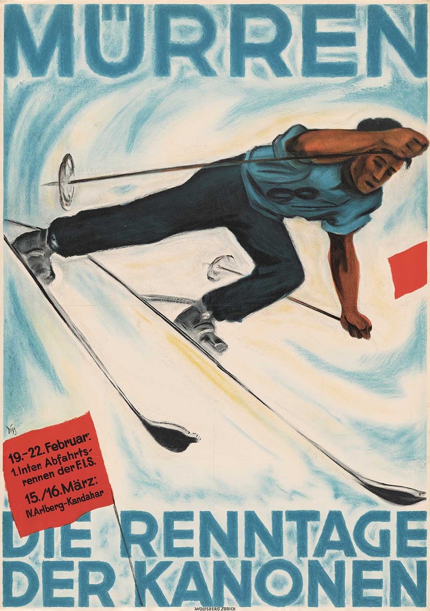 Plakat der Weltmeisterschaft 1931 in Mürren.
https://en.wikipedia.org/wiki/File:FIS_Alpine_World_Ski_Championships_1931.jpg