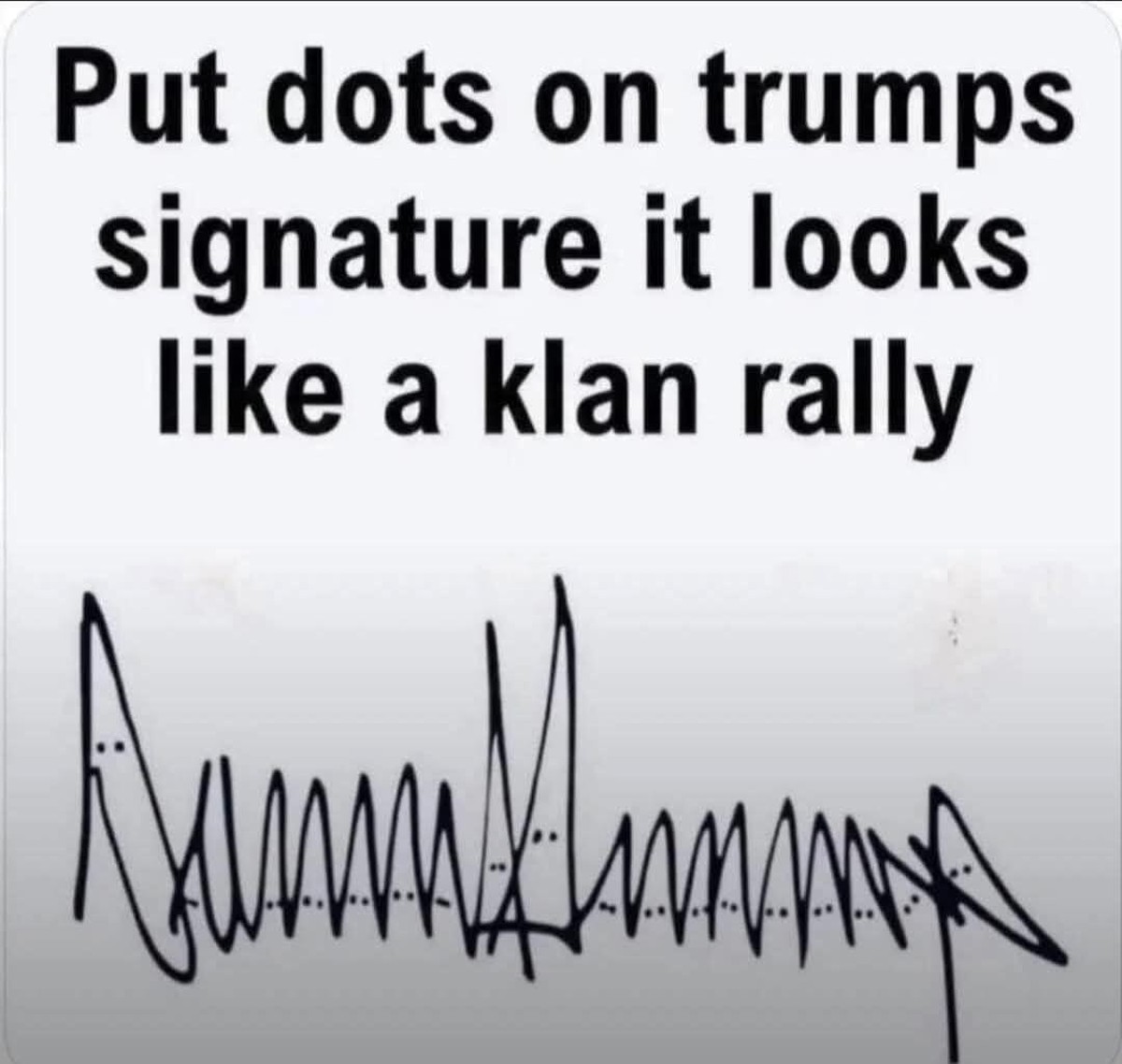 Trump-Unterschrift mit Punkten, Meme (2026)