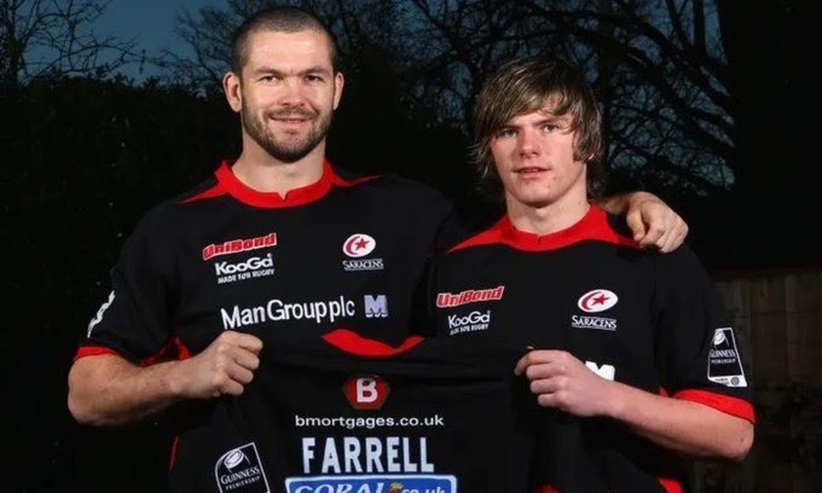 Andy Farrell (à gauche) et son fils Owen, ensemble à Saracens.