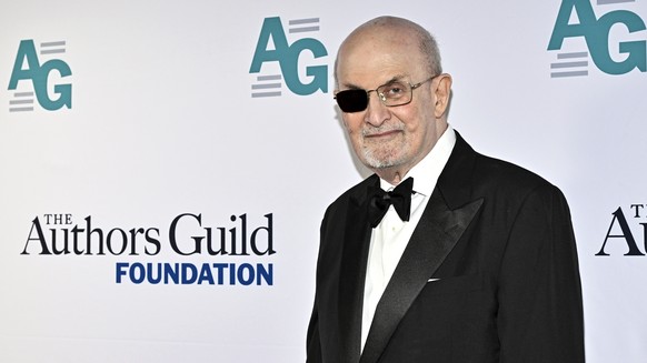 Honoree Salman Rushdie attends the Authors Guild Foundation Dinner at Gotham Hall on Monday, April 7, 2025, in New York. (Photo by Evan Agostini/Invision/AP)
Salman Rushdie
