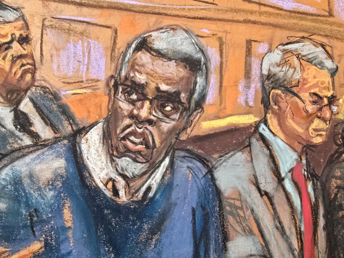U.S. Marshalls sit behind Sean "Diddy" Combs as he sits at the defense table alongside lawyer Brian Steel in the courtroom during his sex trafficking trial in New York City, New York, U.S.,  ...