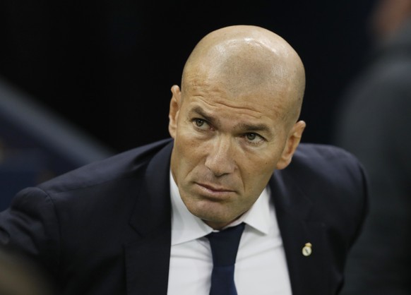 Real Madrid&#039;s head coach Zinedine Zidane looks on prior the Champions League final soccer match between Juventus and Real Madrid at the Millennium Stadium in Cardiff, Wales, Saturday June 3, 2017 ...