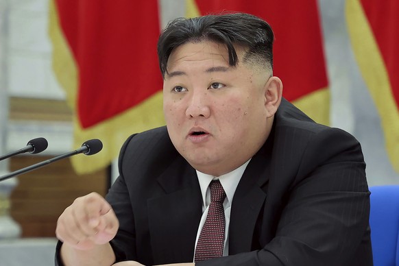 FILE - In this photo provided by the North Korean government, North Korean leader Kim Jong Un speaks during a meeting of the Workers&#039; Party of Korea at the party headquarters in Pyongyang, North  ...