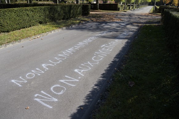 Une vue sur le carre musulman vendalise ce samedi 14 octobre 2017 au Cimetiere du Bois-de-Vaux a Lausanne. (KEYSTONE/Jean-Christophe Bott)