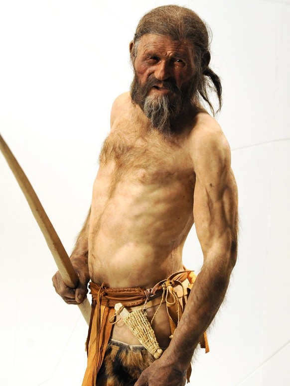 A replica of Iceman Oetzi at the exhibition &quot;20 years of Oetzi&quot; at the South Tyrol Museum of Archaeology in Bolzano, Italy, 28 February 2011. The exhibirion runs from 01 March 2011 until 15  ...